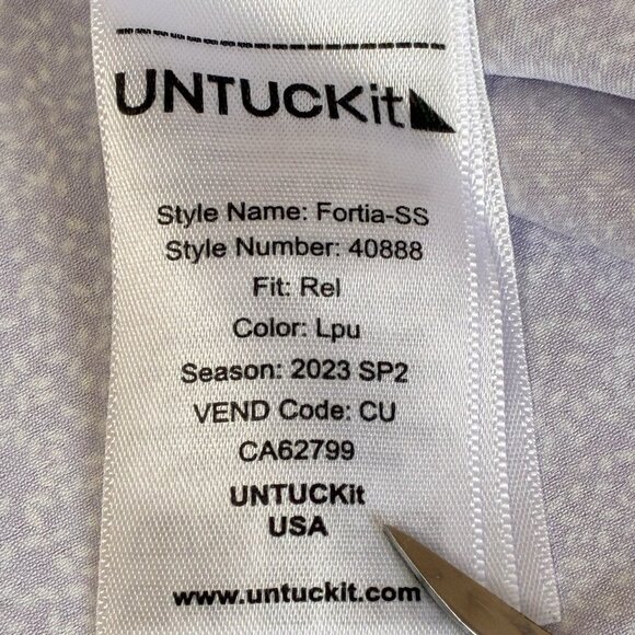 Untuckit Fortia Shirt Mens XXXL 3XL Purple White Button Up Camp Commuter Stretch - Picture 4 of 9